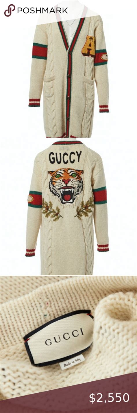 guccy long coat tiger|Gucci tiger cardigan.